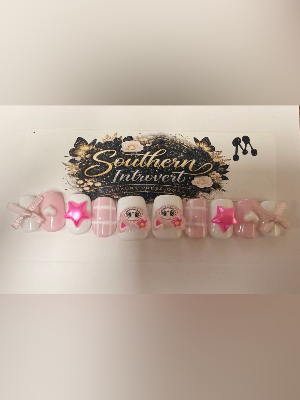 Pink & White Kawaii Press-On Nail Set
